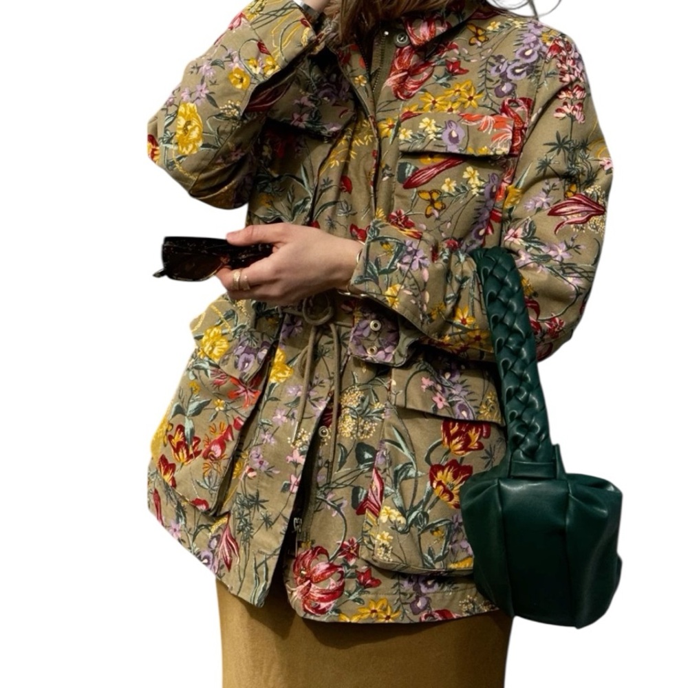 H&M Women’s Lined Utility Jacket with Floral Print Size 8 - Picture 2 of 14